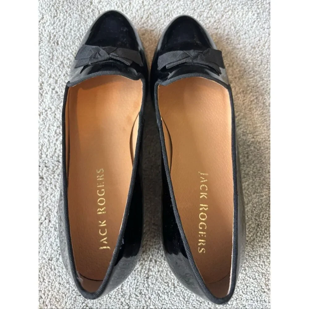 Jack Rogers Ginny Black Patent Leather Bow Loafers | Quiet Luxury Ballet Academi